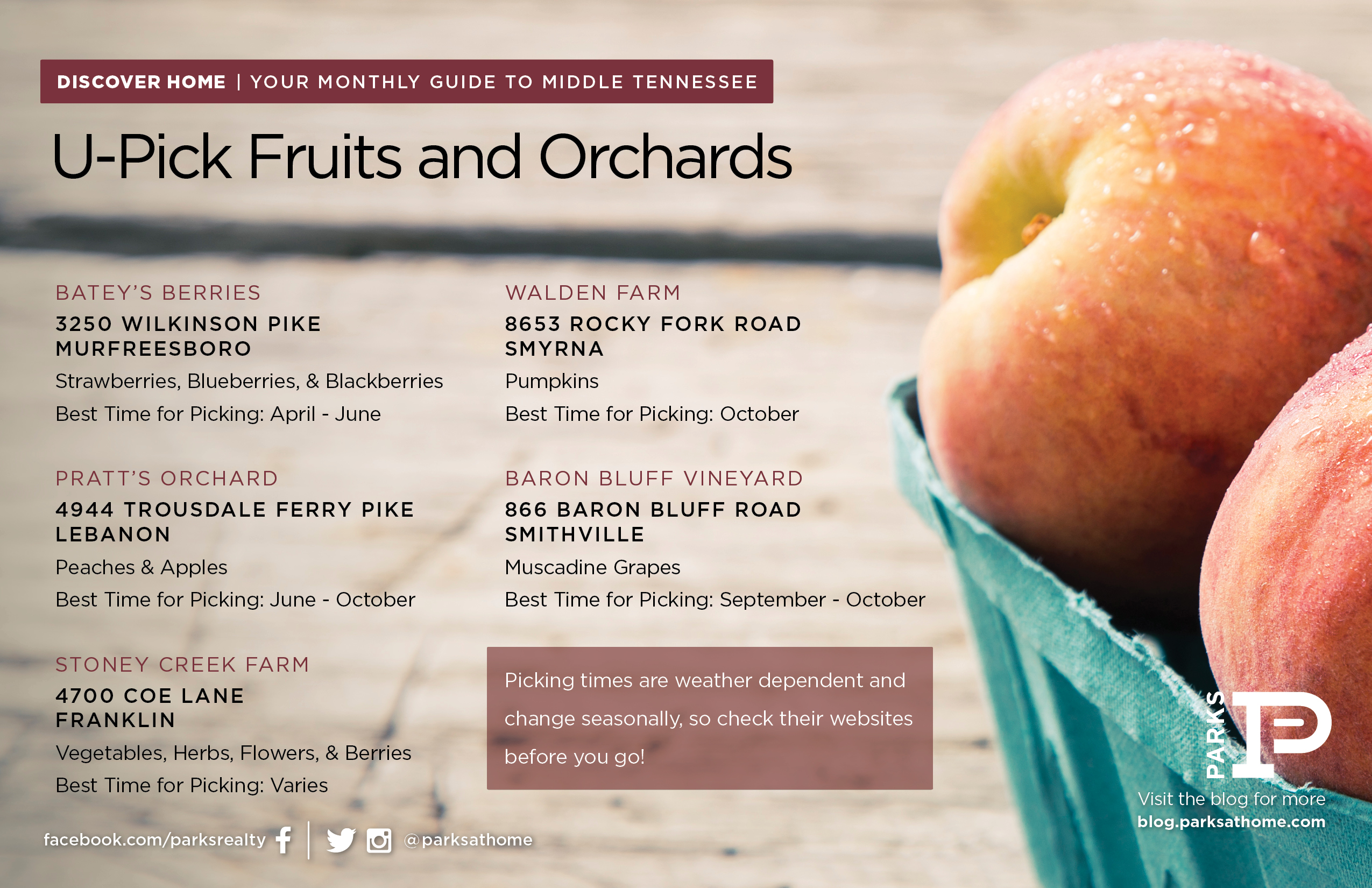 Middle Tennessee U-pick fruits and orchards